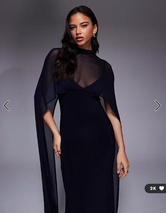 ASOS DESIGN exaggerated cape maxi dress in navy