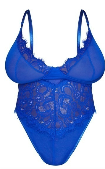 Plus cobalt lace stripe cup detail body