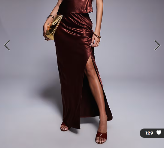 ASOS DESIGN asymmetric seam detail skirt in brown - part of a set
