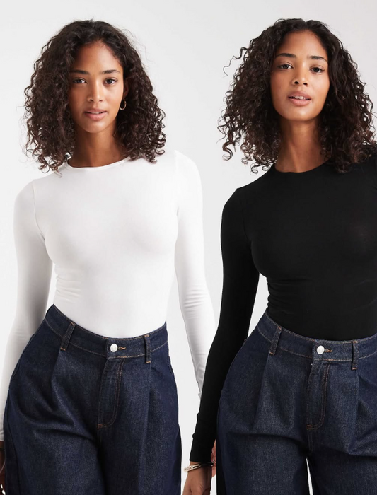 Asos - Miss Selfridge 2 pack long sleeve crew neck bodysuit