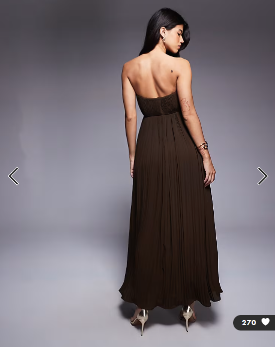 ASOS DESIGN wired bandeau cutout elevated maxi dress with full skirt in chocolate