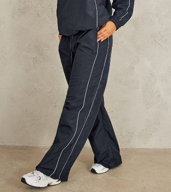 Navy Contrast Piping Wide Leg Track Pants