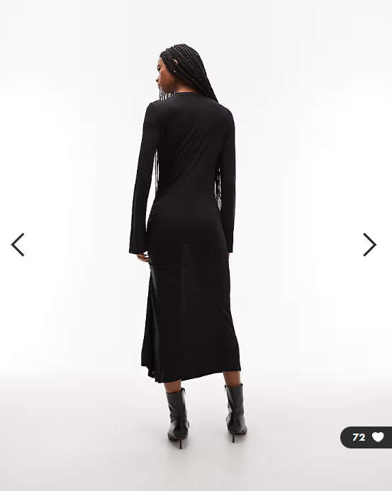 & Other Stories high neck long sleeve soft twisted midi dress in black