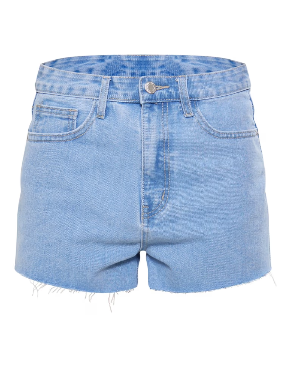 Plt - Light Blue Wash Denim Raw Hem Hot Pants
