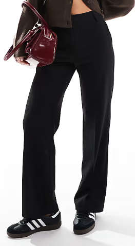 ASOS DESIGN Petite tailored slim straight trousers in black