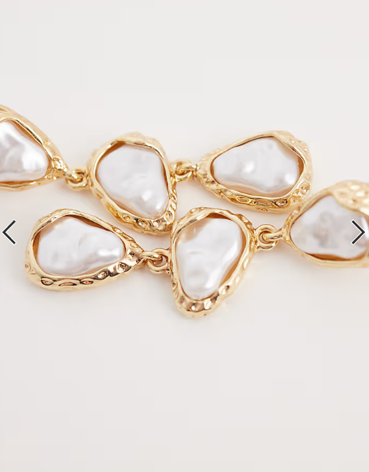 DesignB London irregular pearl drop earrings in gold
