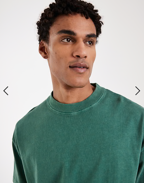 Brave Soul oversized 240gsm acid wash t-shirt in dark green.