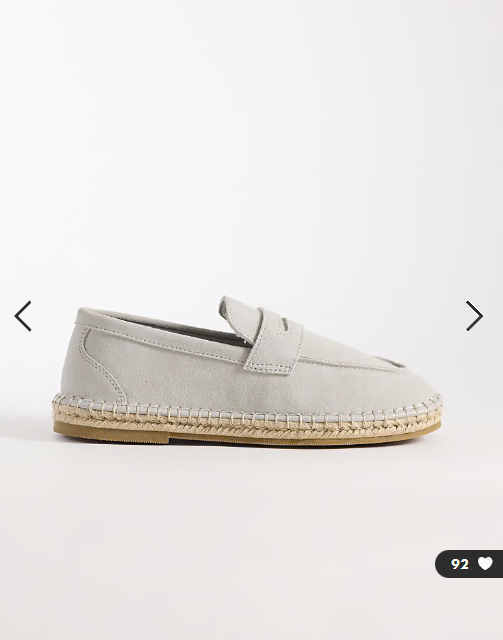ASOS DESIGN penny loafer espadrilles in grey suede