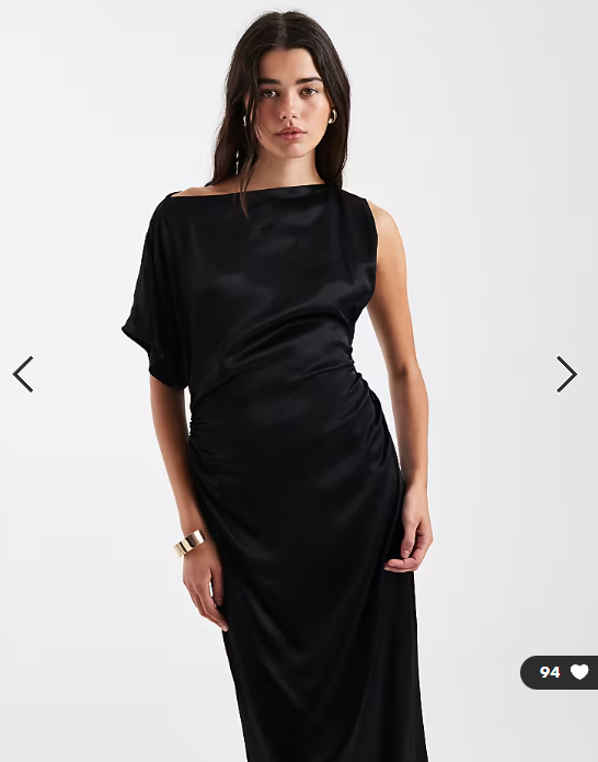 ASOS DESIGN satin cape asym midi dress in black