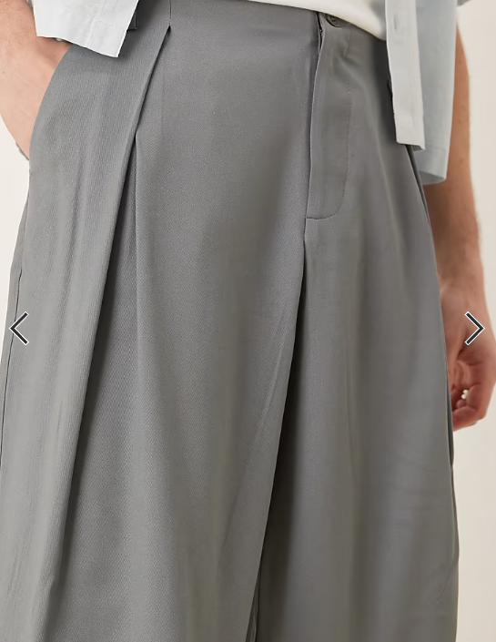 ASOS DESIGN wide leg smart trousers with pleat detail in grey