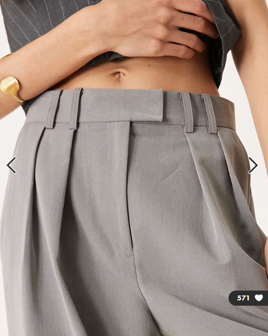 ASOS DESIGN Tall tailored wide leg trousers with pleat detail in grey