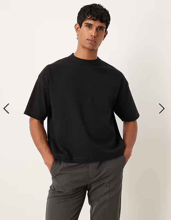 ASOS DESIGN premium interlock boxy oversized T-shirt in black .
