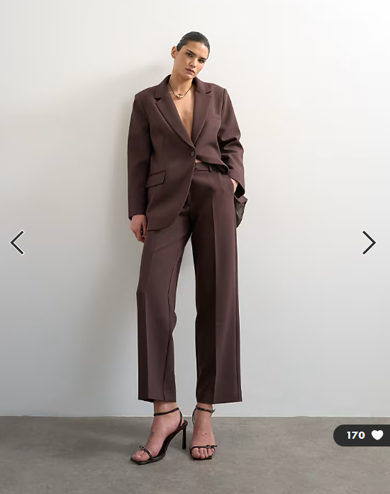 Topshop co ord mid rise clean straight trouser in chocolate