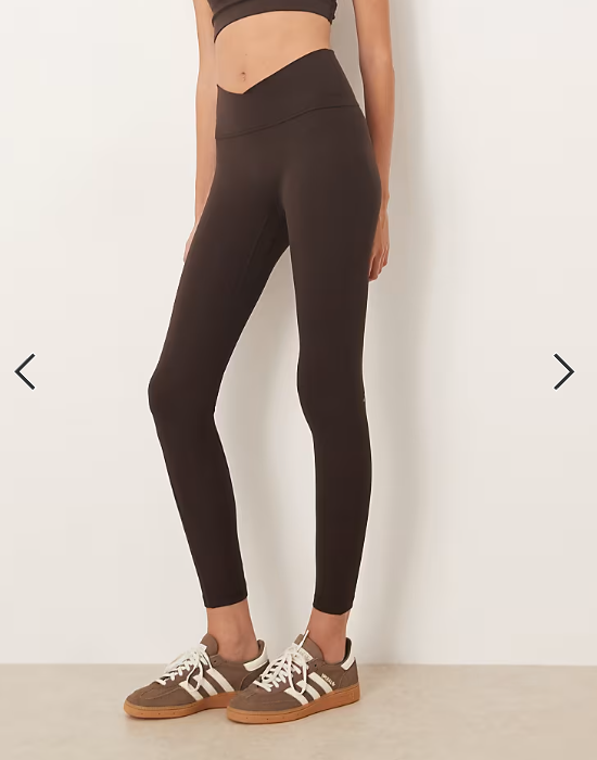 adidas Performance Three Stripes Studios leggings in brown