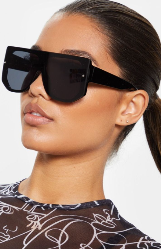 Black Oversized Back Frame Sunglasses