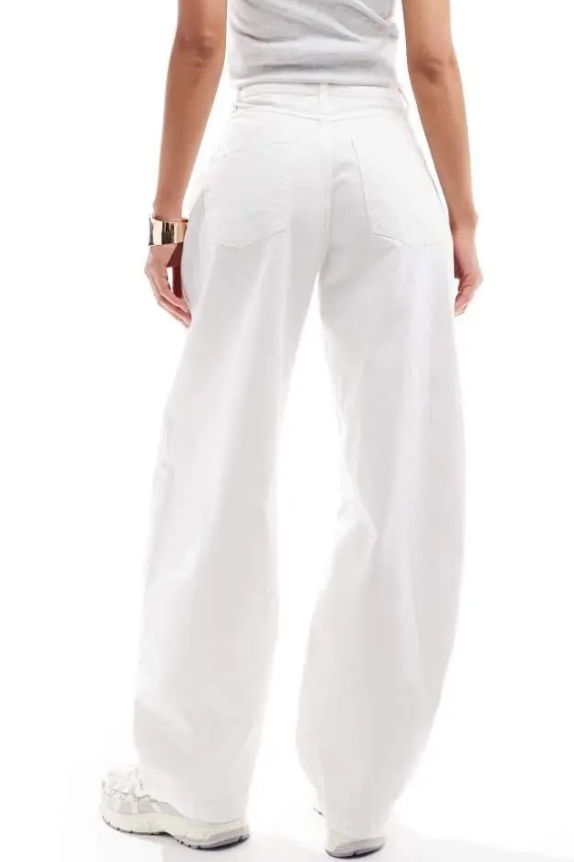 ASOS DESIGN pleated barrel leg trouser in ecr