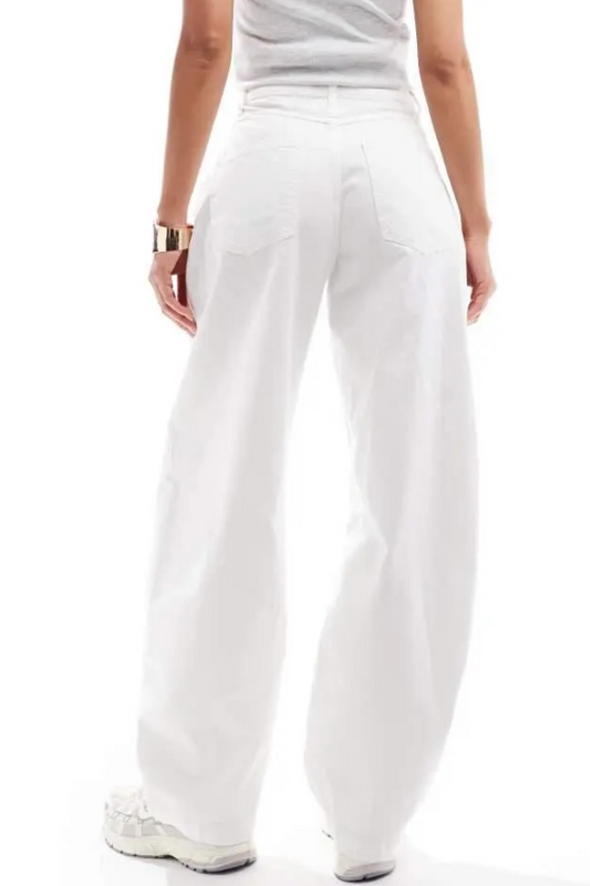 ASOS DESIGN pleated barrel leg trouser in ecr