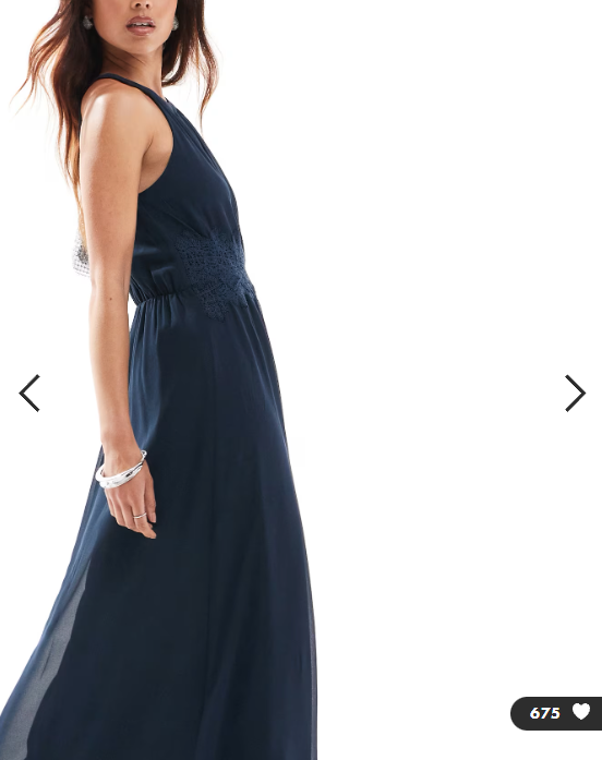 Vila Bridesmaid halterneck maxi dress in navy