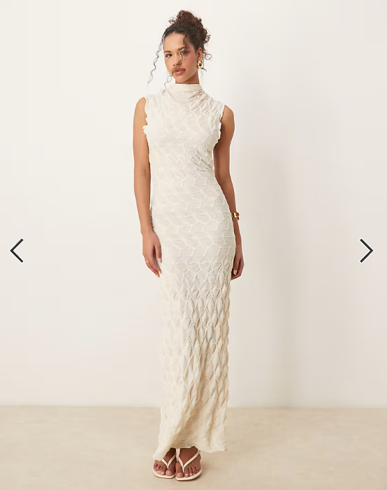 Vila textured jersey maxi dress in cream