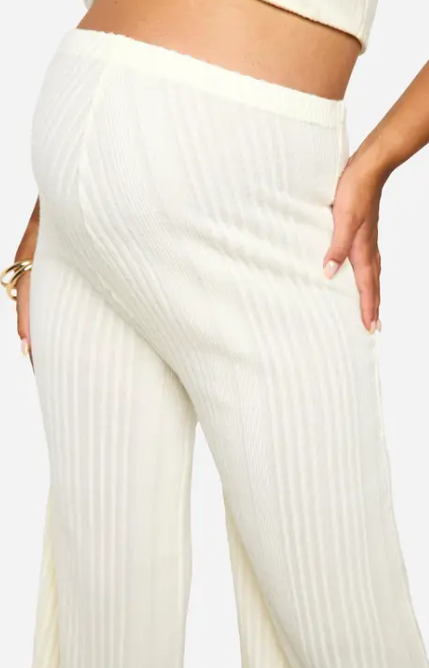boohoo Emily Shak Maternity Soft Rib Wide Leg Trouser