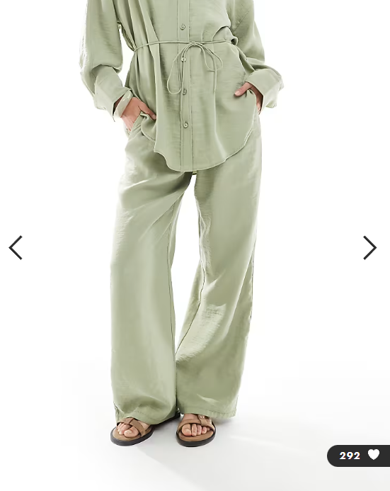 ASOS DESIGN modal tie waist wide leg trouser in olive co ord