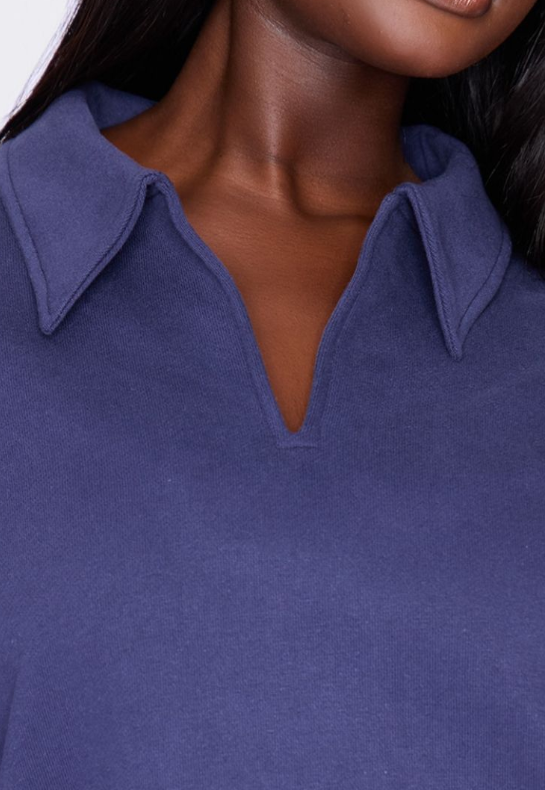 Plt - Plus Navy Premium Collar Oversized Sweatshirt