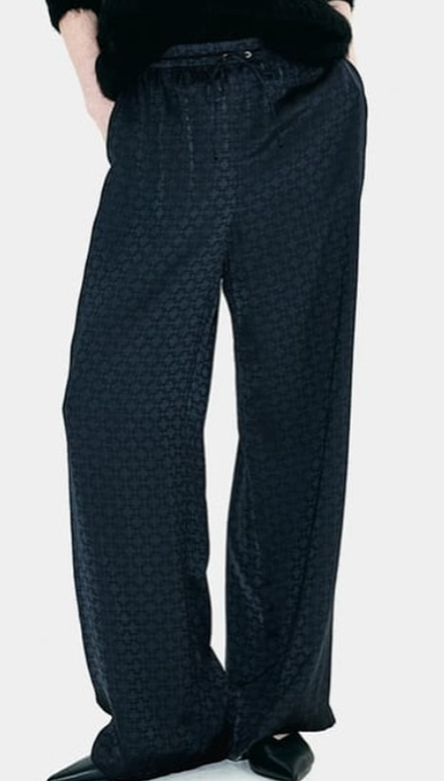 H&M Wide Drawstring Pants- black