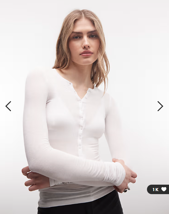 Weekday long sleeve henley t-shirt in white exclusive to ASOS