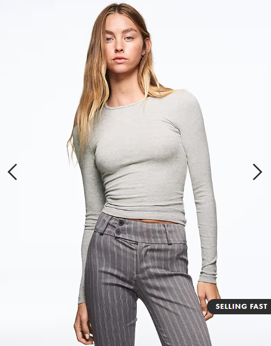Bershka long sleeve top in grey