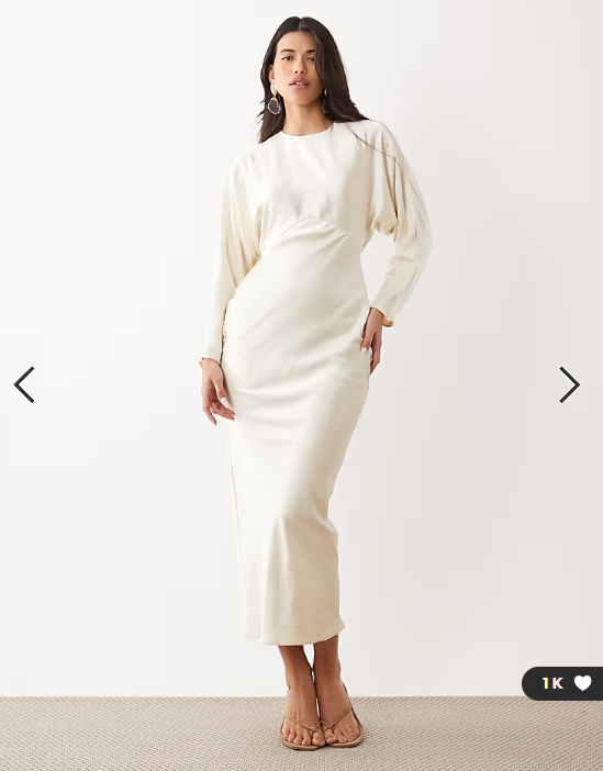 ASOS DESIGN bridal satin batwing maxi dress in ivory
