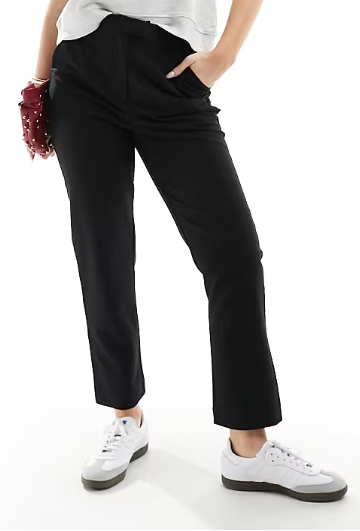 ASOS DESIGN Hourglass tailored slim straight ankle length trousers in black