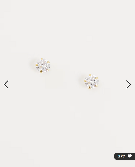 Kingsley Ryan gold plate 5mm gemset round stud
