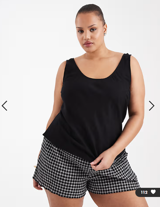 ASOS DESIGN Curve scoop neck linen cami in black