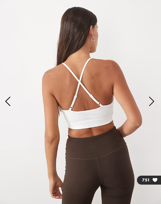 4505 Icon soft touch light support sports bra with adjustable straps in white