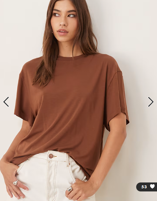 ASOS DESIGN breatheMAX™ lyocell drapey t-shirt in chocolate