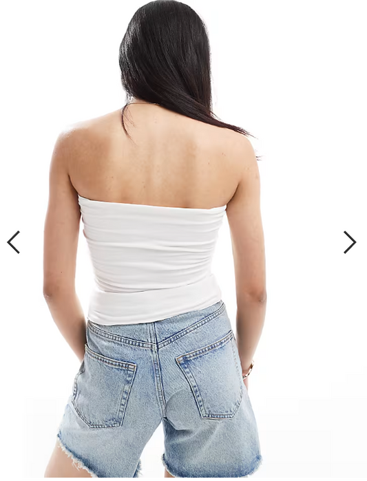Hollister reversible foldover tube top in white