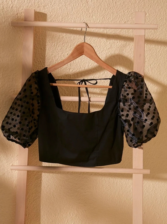 Trendyol Mesh Balloon Short Sleeve Top