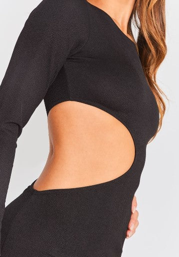 Black Long Sleeve Cut Out Maxi Dress