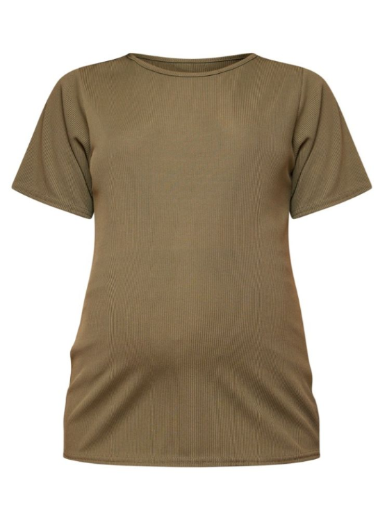 Maternity Olive Rib Oversized Short Sleeved T Shirt