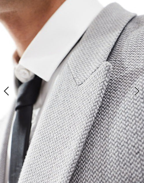 ASOS DESIGN wool blend double breasted regular suit jacket in grey basketweave