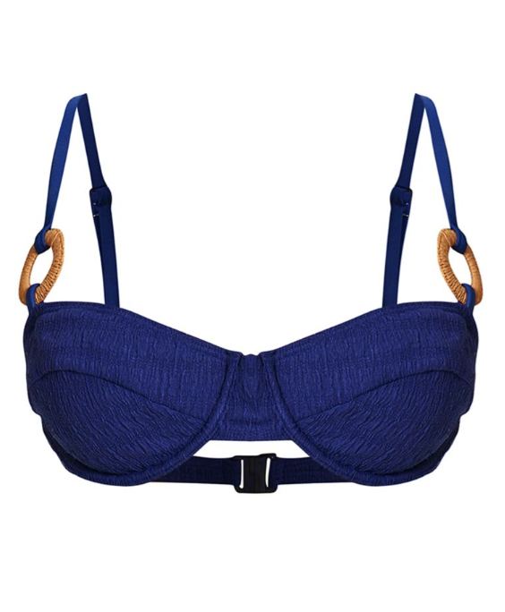 Cobalt Textured O Ring Underwired Bikini Top