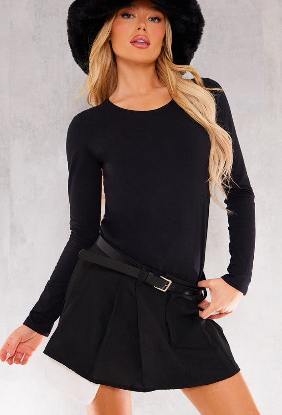 Black Open Back Long Sleeve Long Top