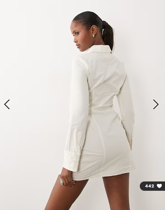 ASOS DESIGN fitted shirt dress in ivory