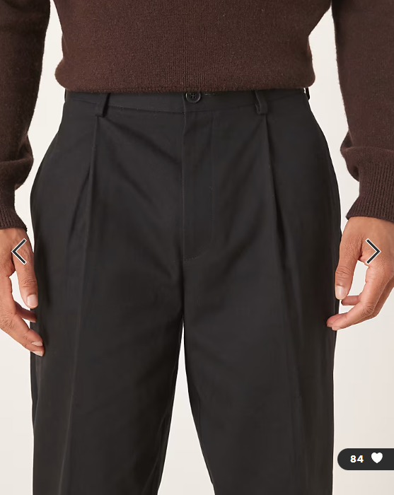 ASOS DESIGN smart 100% cotton oversized tapered trousers in black