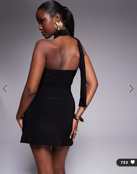 Fashionkilla exclusive slinky double sculpted halterneck scarf detail mini dress in black