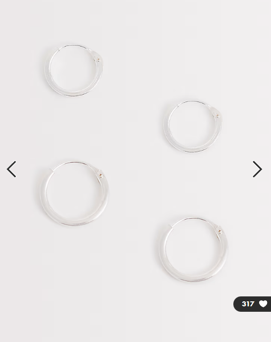 Kignsley Ryan multipack 8 and 10mm hoops in sterling silver