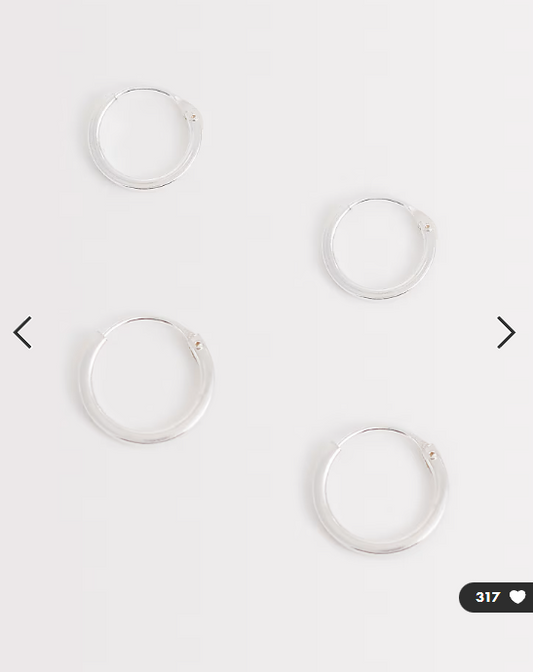 Kignsley Ryan multipack 8 and 10mm hoops in sterling silver