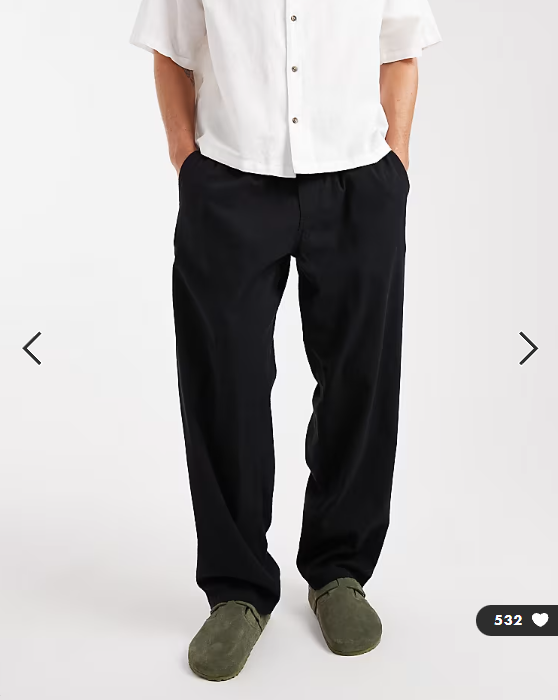 Jack & Jones loose fit linen mix trouser in black