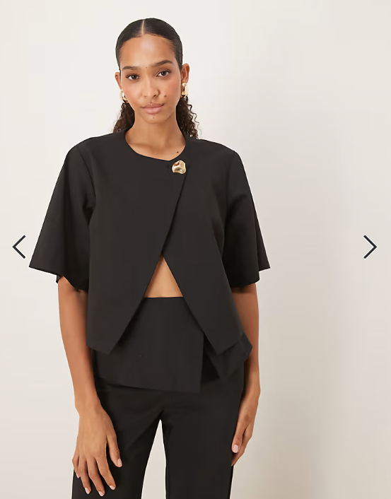 ASOS DESIGN tailored gold button top co-ord in black