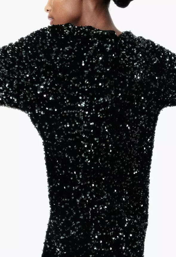 H&M - SEQUINED A-LINE DRESS - Black